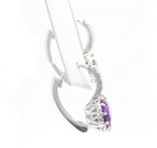 Load image into Gallery viewer, Exquisite 3.65 Carats Natural Amethyst and Diamond 14K Solid White Gold Earrings