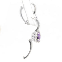 Load image into Gallery viewer, Exquisite 3.65 Carats Natural Amethyst and Diamond 14K Solid White Gold Earrings