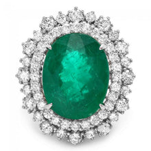 Load image into Gallery viewer, 8.00 Carats Natural Emerald and Diamond 14K Solid White Gold Ring