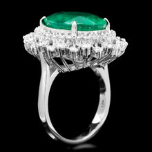 Load image into Gallery viewer, 8.00 Carats Natural Emerald and Diamond 14K Solid White Gold Ring
