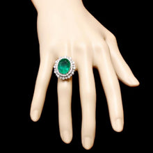 Load image into Gallery viewer, 8.00 Carats Natural Emerald and Diamond 14K Solid White Gold Ring