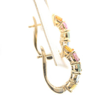 Load image into Gallery viewer, 2.60 Carats Natural Multi-Color Sapphire 14K Solid Yellow Gold Earrings