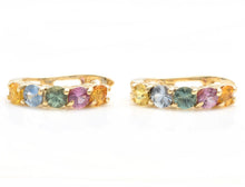 Load image into Gallery viewer, 2.60 Carats Natural Multi-Color Sapphire 14K Solid Yellow Gold Earrings