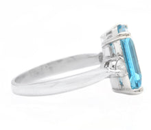 Load image into Gallery viewer, 3.00 Carats Impressive Natural Swiss Blue Topaz and Diamond 14K White Gold Ring