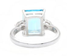 Load image into Gallery viewer, 3.00 Carats Impressive Natural Swiss Blue Topaz and Diamond 14K White Gold Ring