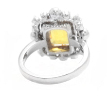 Load image into Gallery viewer, 4.10 Carats Exquisite Natural Yellow Sapphire and Diamond 14K Solid White Gold Ring