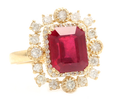 Load image into Gallery viewer, 6.50Ct Stunning Natural Ruby &amp; Diamond 14K Solid Yellow Gold Ring