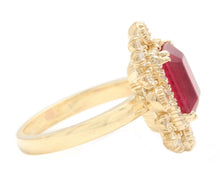 Load image into Gallery viewer, 6.50Ct Stunning Natural Ruby &amp; Diamond 14K Solid Yellow Gold Ring