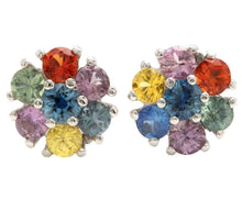 Load image into Gallery viewer, 3.00 Carats Natural Multi-Color Sapphire 14K Solid White Gold Stud Earrings