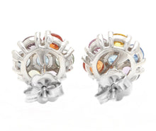 Load image into Gallery viewer, 3.00 Carats Natural Multi-Color Sapphire 14K Solid White Gold Stud Earrings