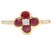 Load image into Gallery viewer, 1.10Ct Stunning Natural Ruby &amp; Diamond 14K Solid Yellow Gold Ring