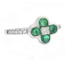 Load image into Gallery viewer, Exquisite Natural Emerald and Diamond 14K Solid White Gold Ring