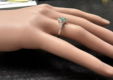 Load image into Gallery viewer, Exquisite Natural Emerald and Diamond 14K Solid White Gold Ring