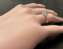 Load image into Gallery viewer, Exquisite Natural Emerald and Diamond 14K Solid White Gold Ring