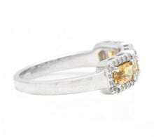 Load image into Gallery viewer, 1.35 Carats Exquisite Natural Yellow Sapphire and Diamond 14K Solid White Gold Ring