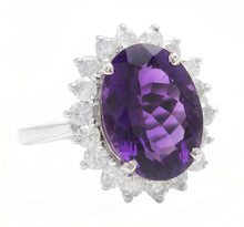 Load image into Gallery viewer, 6.55 Carats Natural Amethyst and Diamond 14K Solid White Gold Ring