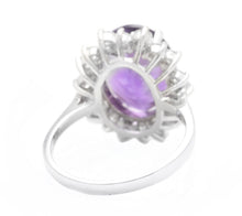 Load image into Gallery viewer, 6.55 Carats Natural Amethyst and Diamond 14K Solid White Gold Ring