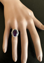 Load image into Gallery viewer, 6.55 Carats Natural Amethyst and Diamond 14K Solid White Gold Ring