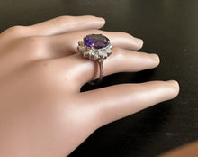 Load image into Gallery viewer, 6.55 Carats Natural Amethyst and Diamond 14K Solid White Gold Ring