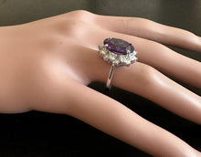 Load image into Gallery viewer, 6.55 Carats Natural Amethyst and Diamond 14K Solid White Gold Ring