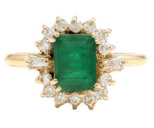 Load image into Gallery viewer, 1.50 Carats Natural Emerald and Diamond 14K Solid Yellow Gold Ring