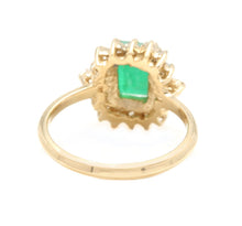 Load image into Gallery viewer, 1.50 Carats Natural Emerald and Diamond 14K Solid Yellow Gold Ring