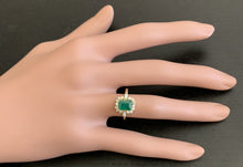 Load image into Gallery viewer, 1.50 Carats Natural Emerald and Diamond 14K Solid Yellow Gold Ring