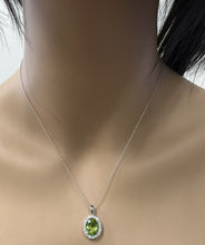 Load image into Gallery viewer, 4.00Ct Natural Peridot and Diamond 14K Solid White Gold Necklace