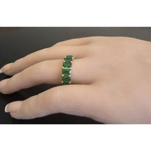 Load image into Gallery viewer, Lab Created Emerald Eternity Ring in 14k Solid Yellow Gold