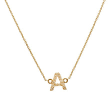Load image into Gallery viewer, Stunning 14K Solid Yellow Gold Diamond Letter "A" Necklace