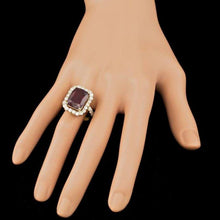 Load image into Gallery viewer, 12.20 Carats Red Ruby and Natural Diamond 14k Solid Yellow Gold Ring