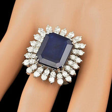 Load image into Gallery viewer, 15.70ct Natural Blue Sapphire &amp; Diamond 14k Solid White Gold Ring