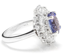 Load image into Gallery viewer, 3.80 Carats Natural Very Nice Looking Tanzanite and Diamond 14K Solid White Gold Ring