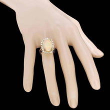 Load image into Gallery viewer, 9.10 Carats Natural Impressive Australian Opal and Diamond 14K Solid Yellow Gold Ring