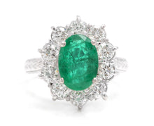 Load image into Gallery viewer, 5.20 Carats Exquisite Emerald and Diamond 14K Solid White Gold Ring