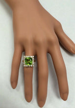 Load image into Gallery viewer, 5.50 Carats Natural Very Nice Looking Peridot and Diamond 14K Solid Yellow Gold Ring