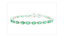Load image into Gallery viewer, Very Impressive 12.60 Carats Natural Emerald &amp; Diamond 14K Solid White Gold Bracelet