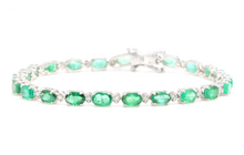 Load image into Gallery viewer, Very Impressive 12.60 Carats Natural Emerald &amp; Diamond 14K Solid White Gold Bracelet