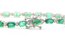 Load image into Gallery viewer, Very Impressive 12.60 Carats Natural Emerald &amp; Diamond 14K Solid White Gold Bracelet