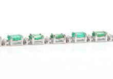 Load image into Gallery viewer, Very Impressive 12.60 Carats Natural Emerald &amp; Diamond 14K Solid White Gold Bracelet