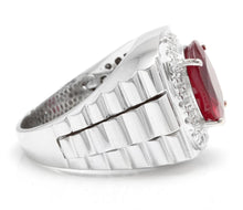 Load image into Gallery viewer, 9.70 Carats Natural Diamond &amp; Ruby 14K Solid White Gold Men's Ring
