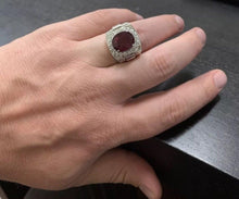 Load image into Gallery viewer, 9.70 Carats Natural Diamond &amp; Ruby 14K Solid White Gold Men's Ring