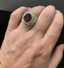 Load image into Gallery viewer, 9.70 Carats Natural Diamond &amp; Ruby 14K Solid White Gold Men's Ring