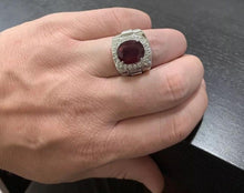 Load image into Gallery viewer, 9.70 Carats Natural Diamond &amp; Ruby 14K Solid White Gold Men's Ring