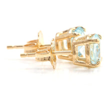 Load image into Gallery viewer, Exquisite 2.00 Carats Natural Aquamarine 14K Solid Yellow Gold Stud Earrings