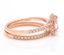 Load image into Gallery viewer, 1.40 Carats Natural Morganite and Diamond 14K Solid Rose Gold Set of Matching Rings