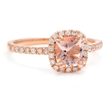 Load image into Gallery viewer, 1.20 Carats Natural Morganite and Diamond 14K Solid Rose Gold Ring