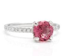Load image into Gallery viewer, 1.85 Carats Natural Very Nice Looking Tourmaline and Diamond 14K Solid White Gold Ring