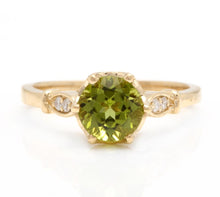 Load image into Gallery viewer, 1.58 Carats Impressive Natural Peridot and Diamond 14K Yellow Gold Ring