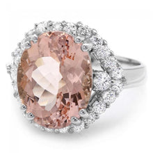 Load image into Gallery viewer, 7.15 Carats Exquisite Natural Morganite and Diamond 14K Solid White Gold Ring
